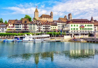 Fototapeta premium Rapperswil town on Zurich lake, Switzerland