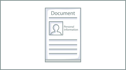 Vector Linear Document icon. Resume Illustration.  Information Drawing.	
