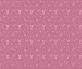 pink seamless pattern with garden tools