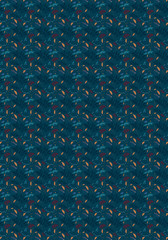 Obraz premium blue botanical herbal pattern