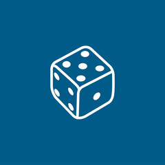 Casino Dice Line Icon On Blue Background. Blue Flat Style Vector Illustration
