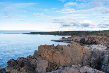 Fototapeta na wymiar Rocky shore of the Baltic Sea (Ostersjon). Photo of Scandinavian nature. Swedish coast.