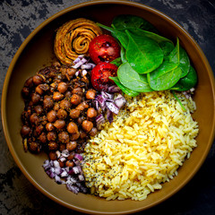 Veggie bowl Buddha bowl chickpea and rice meal healthy food