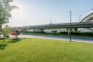 overpass with highway in city