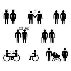 Set of isolated icons with people. Simple vector illustration.