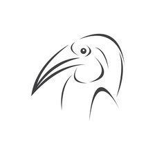Vector of hornbill Black design. Wild Animal. Bird. Easy editable layered vector illustration. on white background