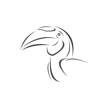 recommend clip art: Vector of hornbill Black design. Wild Animal. Bird. Easy editable layered vector illustration. on white background