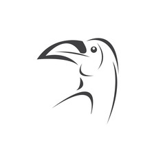 Vector of hornbill Black design. Wild Animal. Bird. Easy editable layered vector illustration. on white background