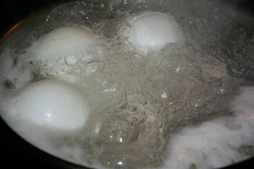 eggs in a boiling water hot pot