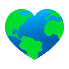 Social Media Heart Shaped Earth Vector Illustration. Social media caring emoji