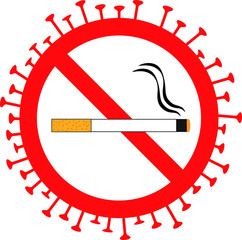 Coronavirus, No smoking sign, prohibition sign, ban