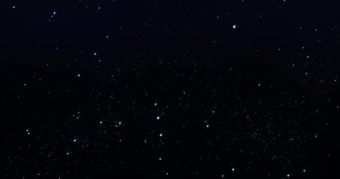 Sky stars, starry night blue starlight shine in dark space universe background. Twinkling and blinking stars in sky with glimmer shine of galaxy, seamless loop