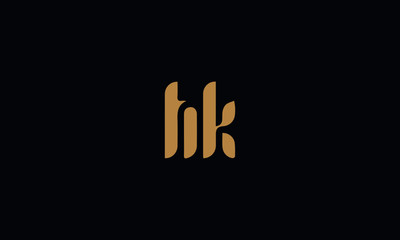 Letter HK with cuts abstract alphabet, font, text, typography, initials design in golden color with black background icon for the logo