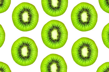 Fototapeta premium kiwi slices on white background.