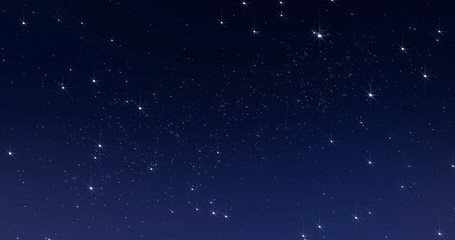 Fototapeta na wymiar Sky stars, starry night dark blue background with starlight sparkles twinkling and blinking in universe space. Starry night sky, milky way stars twinkle shine, seamless loop