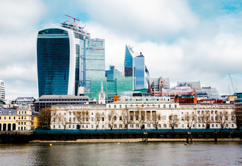 Panorama of the city of London.
Color picture of the business district of Liverpool Street, London, Uk by the Thames river. You may see the famously 20 Fenchurch Street building