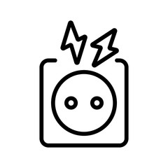 breakdown in electrical outlet icon vector. breakdown in electrical outlet sign. isolated contour symbol illustration