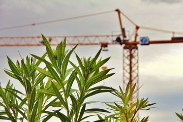 La natura verde contro le costruzioni