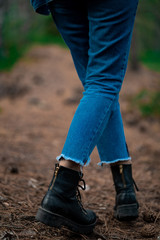 unisex black boots close-up photo