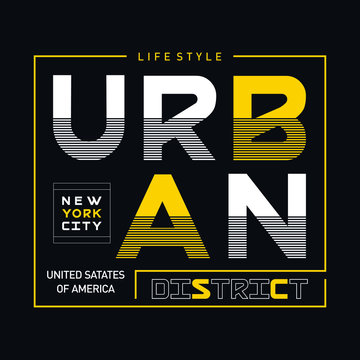 Nyc urban district typography graphic design