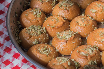 Şekerpare, traditional Turkish dessert, a piece of sweetness.