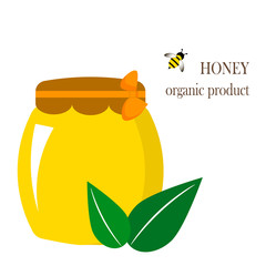 Can of honey vector illustration logo. Honey icon on white background. 