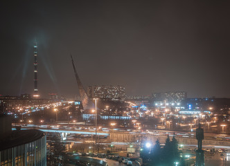 night view of the city of moscow