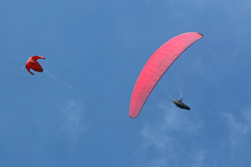 Paraglider releasing winch line after tow