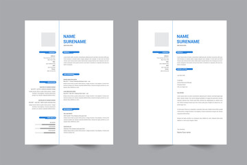 Minimal professional resume template design and cover letter design