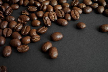 aromatic coffee beans close up