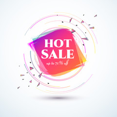 Banner hot sale 70 off Bright duotone gradient banner for web stores shop online sale sticker promo action Modern label price tag theme business ad marketing promotion Hot summer color gradient Vector