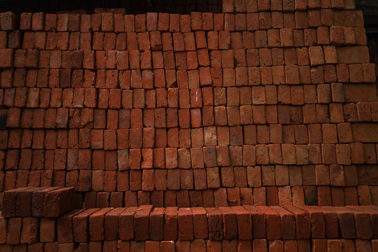 Fototapeta Czerwone stare cegły tworzące ściane, teksturę, tło.