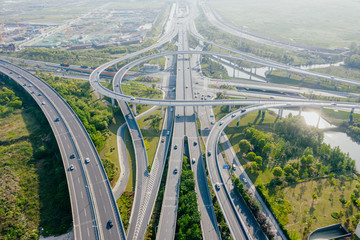 overpass with highway in city