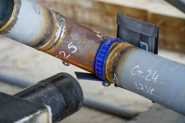 Non-destructive testing of welded joints of the Du 80 pipeline at the construction of an oil...