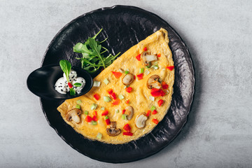 tasty baked omlette meal on plate