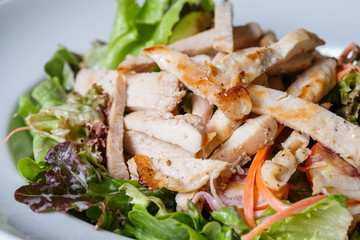 salad Roast chicken fillet and vegetables