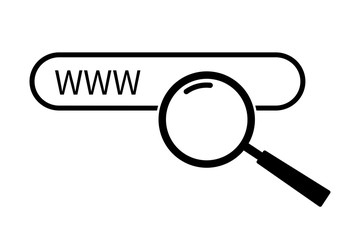 Modern flat icon with loupe web on white background. Icon on white backdrop. Digital vector illustration. Search icon vector.