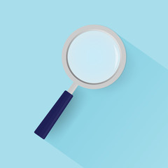 Modern line icon with loupe on white background for site design. Flat style art loupe for site design. Vector illustration.
