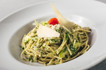 tasty pasta meal served on plate