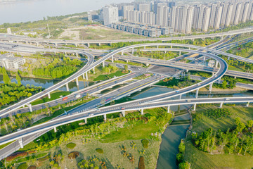 overpass with highway in city