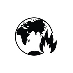 earth on fire icon save planet earth