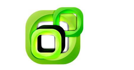 Obraz premium Square geometric vector abstract background, dynamic modern minimal template. Multicolored square shapes with round corners overlapping each other