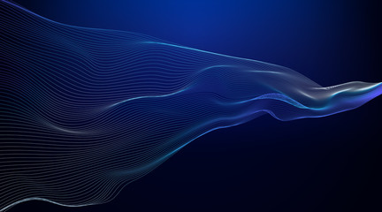 abstract lines and wave illustration on navy blue background