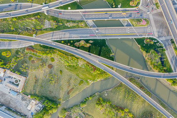 overpass with highway in city