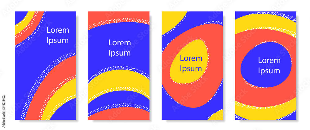 Poster Set of vertical background with dynamic liquid shapes.