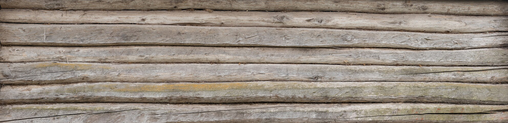 a wall of old logs. high-resolution panorama