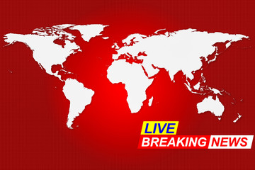Live Global Breaking News event with the world map background