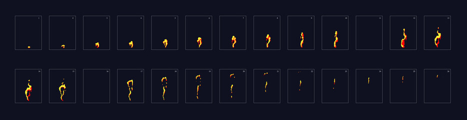 Fire  effect  Animation. Animation of smoke. Sprite sheet for games, cartoon or animation.