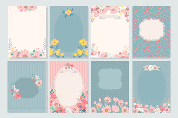 Banner for Invitation Scrapbook. Baby born and baby shower. Set of beautiful and cute cards.