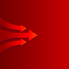 Moving forward arrow on red background